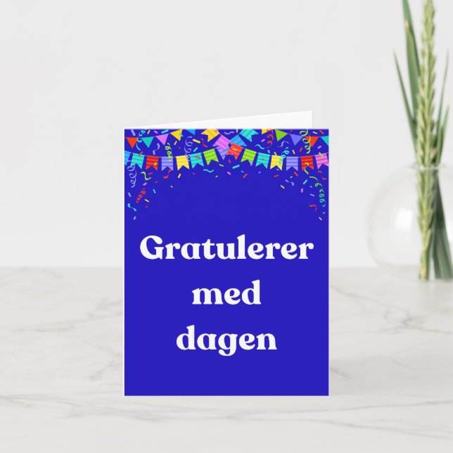 Gratulerer med dagen, Norska Grattis på födelsedag Kort (Framsida)