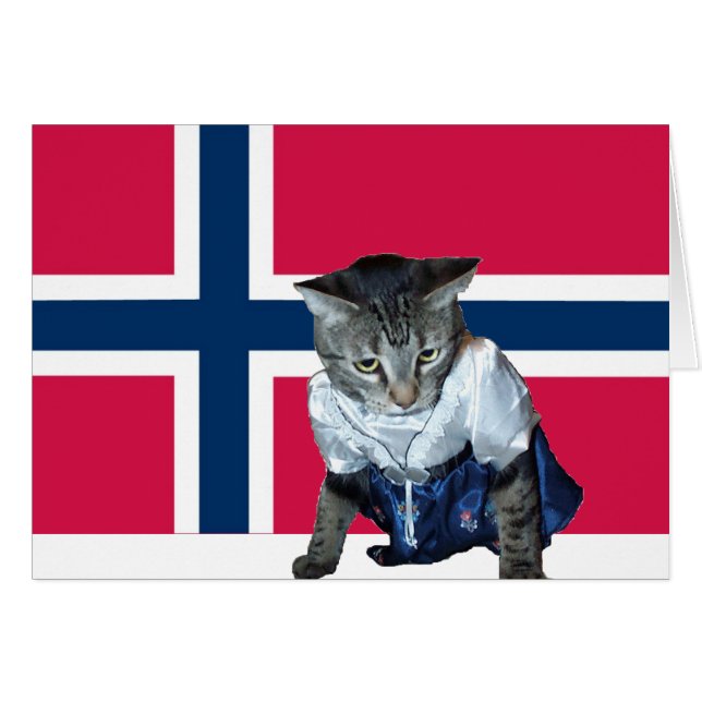 "Gratulerer med dagen" Norskt kattkort Hälsningskort (Framsidan Horizontal)