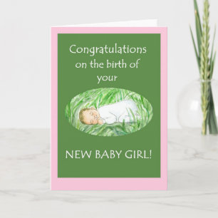 Gratuleringskort för nyfödd babyflicka kort