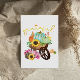 Gratunt Cart Pumpkins Solros-Thanksgiving-kort