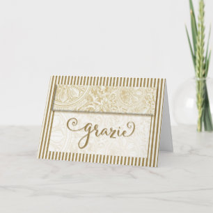 Gratzi Italienska Tack Vintagen Rand Blank Kort
