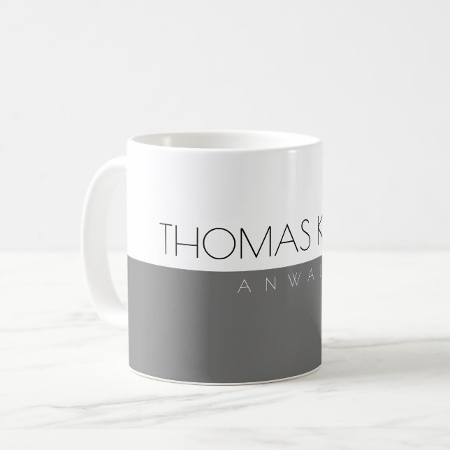 Grau Weiße Tasse mit eigenen Namen Gestalten Kaffemugg (Framsida vänster)