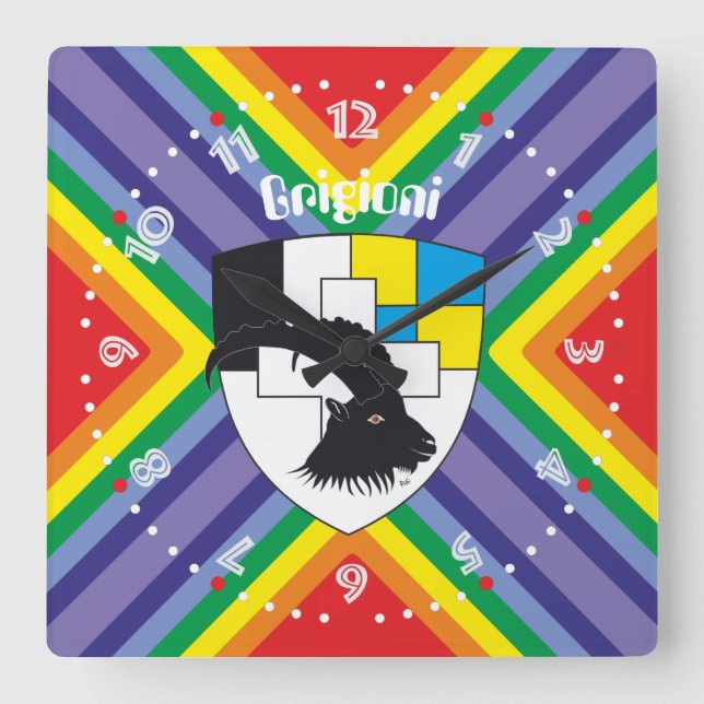 Graubünden Grischun Grigioni Schweiz Svizra Uhr Fyrkantig Klocka (Framsida)