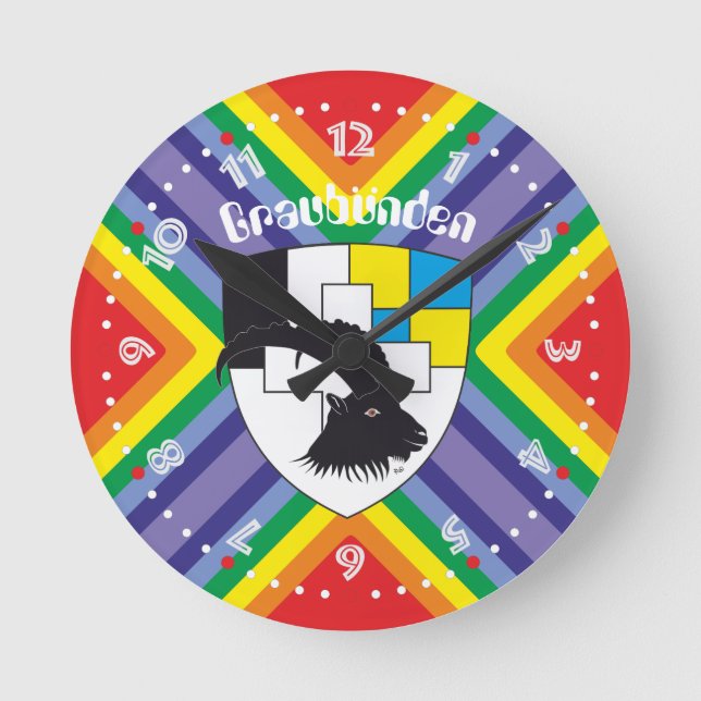 Graubünden Grischun Grigioni Schweiz Svizra Uhr Rund Klocka (Framsida)