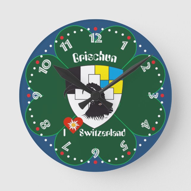 Graubünden Grischun Grigioni Schweiz Svizra Uhr Rund Klocka (Framsida)