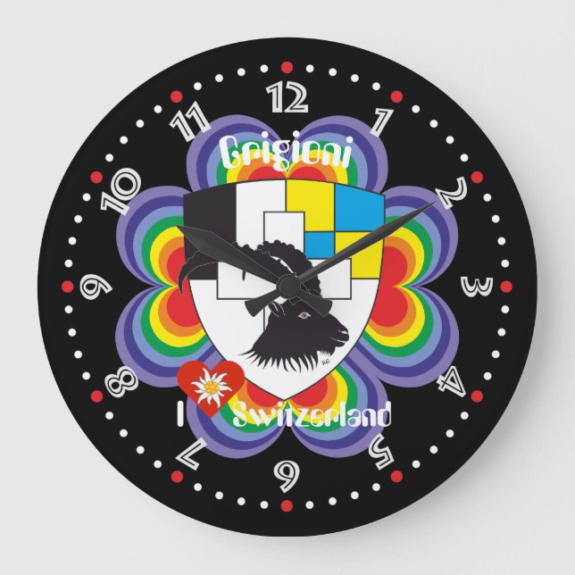 Graubünden Grischun Grigioni Schweiz Svizra Uhr Stor Klocka (Framsida)