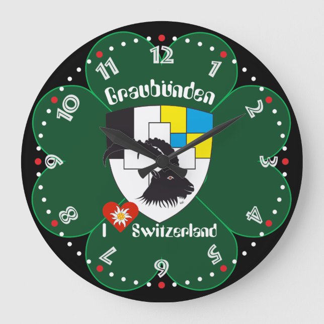 Graubünden Grischun Grigioni Schweiz Svizra Uhr Stor Klocka (Framsida)