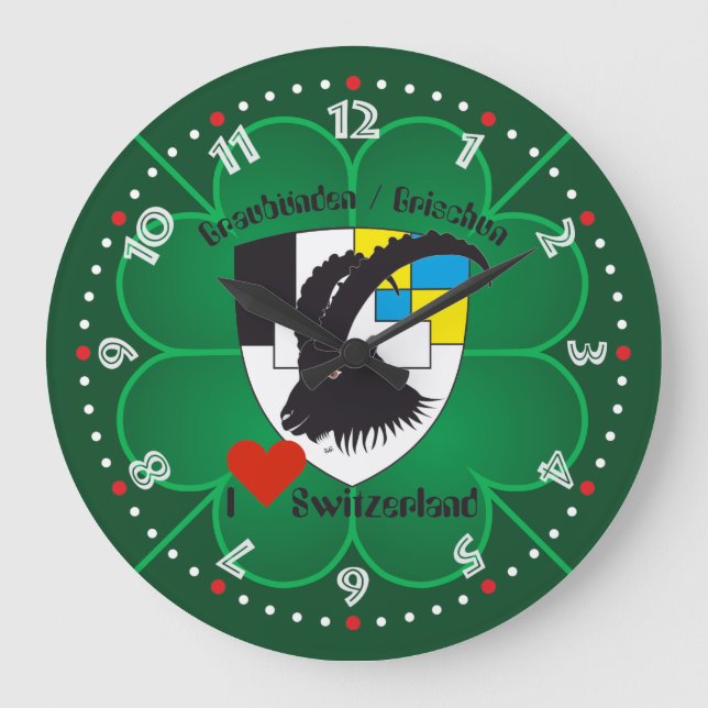 Graubünden Grischun Grigioni Schweiz Svizra Uhr Stor Klocka (Framsida)