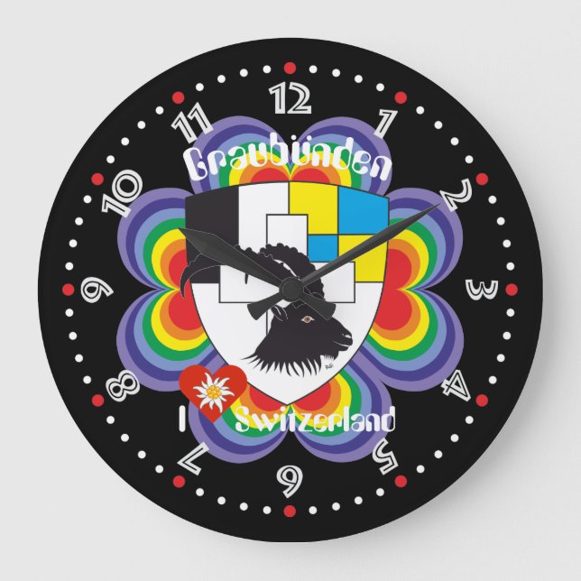 Graubünden Grischun Grigioni Schweiz Svizra Uhr Stor Klocka (Framsida)