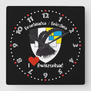 Graubünden Grischun Grigoni Schweiz Svizra Uhr Fyrkantig Klocka