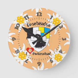 Graubünden Grischun Grigoni Schweiz Svizra Uhr Rund Klocka