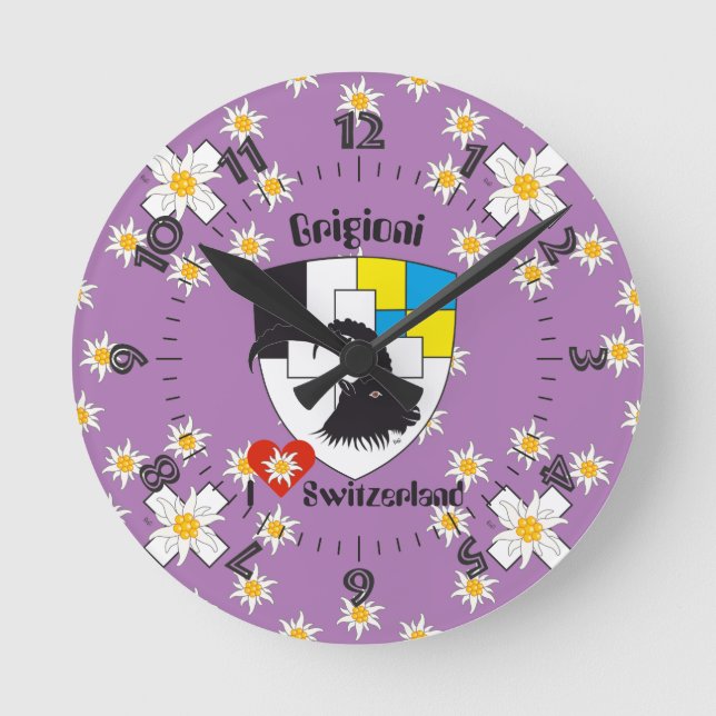 Graubünden Grischun Grigoni Schweiz Svizra Uhr Rund Klocka (Framsida)