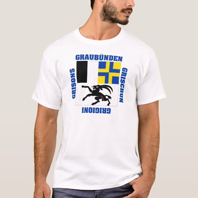 Graubunden Schweitz Cantonflagga Tee Shirt (Framsida)