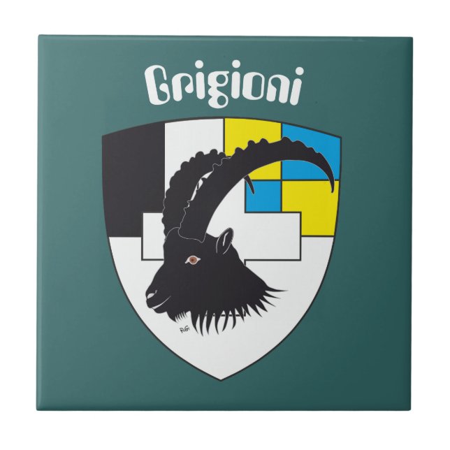 Graubünden Schweiz Fliese Kakelplatta (Framsidan)