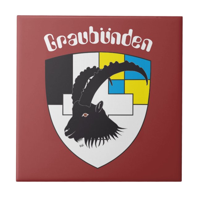 Graubünden Schweiz Fliese Kakelplatta (Framsidan)