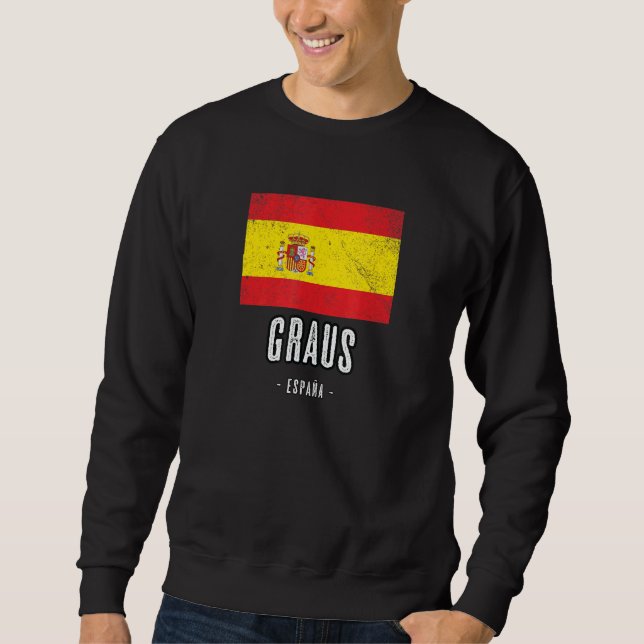 Graus Spain Es Flagga City Bandera Ropa Lång Ärmad Tröja (Framsida)