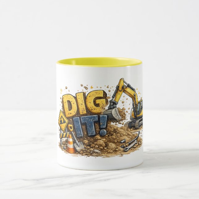 Gräv Det! Rolig Grävmaskin Konstruktion Mugg (Center)