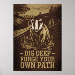 Gräv djup, andas din egen Väg - Vintage Badger Poster