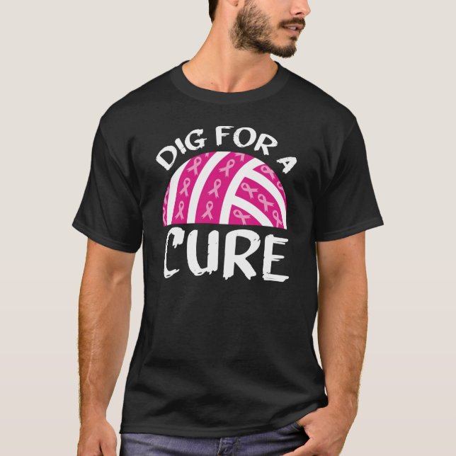Gräv För Ett Botemedel Volleyboll Oktober Bröstcan T Shirt (Framsida)