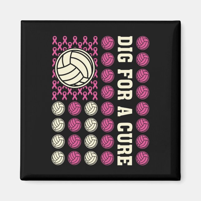 Gräv för ren Rosa av borstcancer i volleyboll Magnet (Framsidan)
