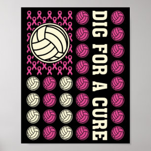 Gräv för ren Rosa av borstcancer i volleyboll Poster