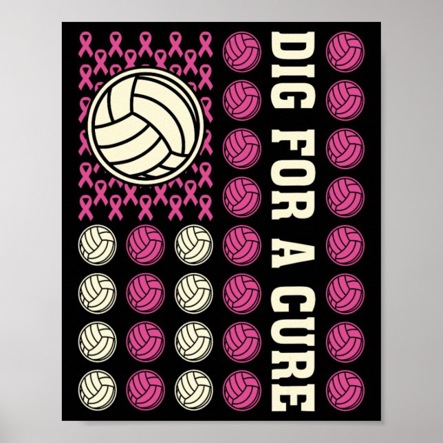 Gräv för ren Rosa av borstcancer i volleyboll Poster (Framsidan)