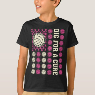 Gräv för ren Rosa av borstcancer i volleyboll T Shirt