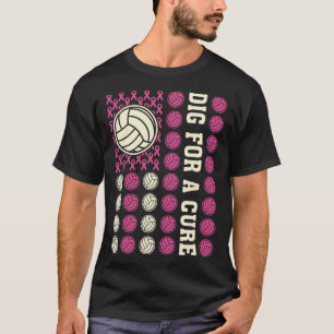 Gräv för ren Rosa av borstcancer i volleyboll T Shirt