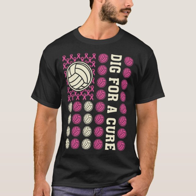 Gräv för ren Rosa av borstcancer i volleyboll T Shirt (Framsida)
