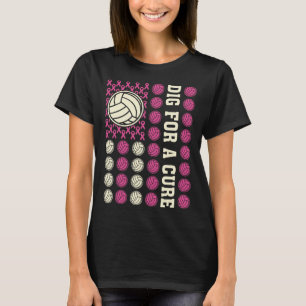 Gräv för ren Rosa av borstcancer i volleyboll T Shirt