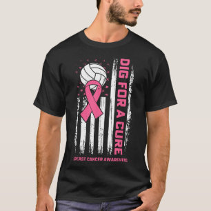 Gräv för ren Rosa Ribbon Volleyball Breast Cancer T Shirt