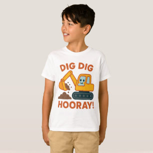 Gräv Gräv Hurra Konstruktion Hjullastare Barn T Shirt