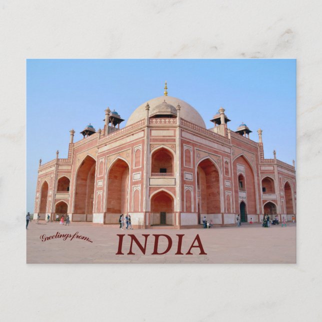 Grav i Mughal Emperor Humayun Öster Delhi Indien Vykort (Framsida)