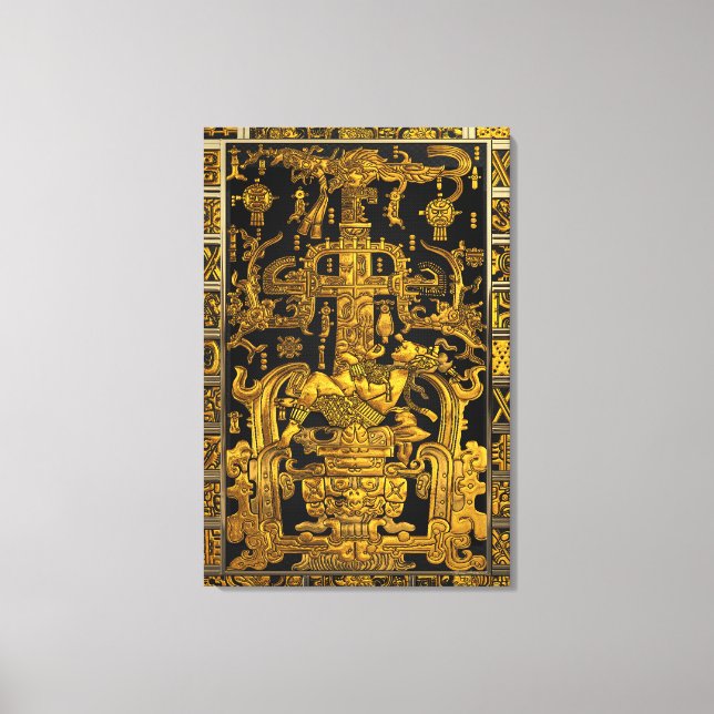 Grav i Pakal - Guld Palenque Astronaut Canvastryck (Framsida)