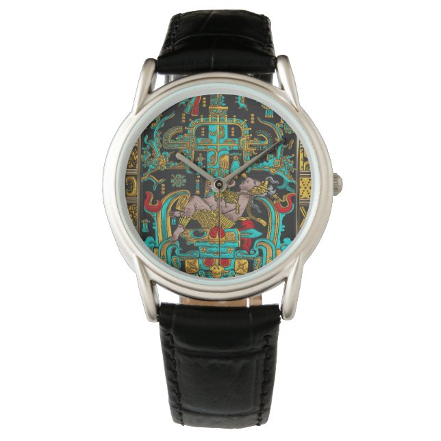 Grav i Pakal - Palenque Astronaut i Färg Armbandsur (Framsida)