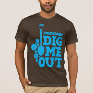 Gräv mig ut Staplad blå Logotyp på brunt T-shirt