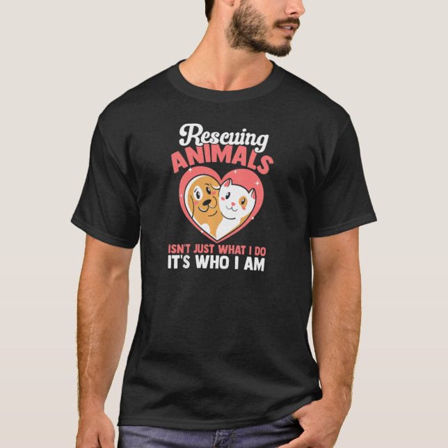 Gräv Rädda djuren Cat Cute Rescuing Animals. T Shirt (Framsida)