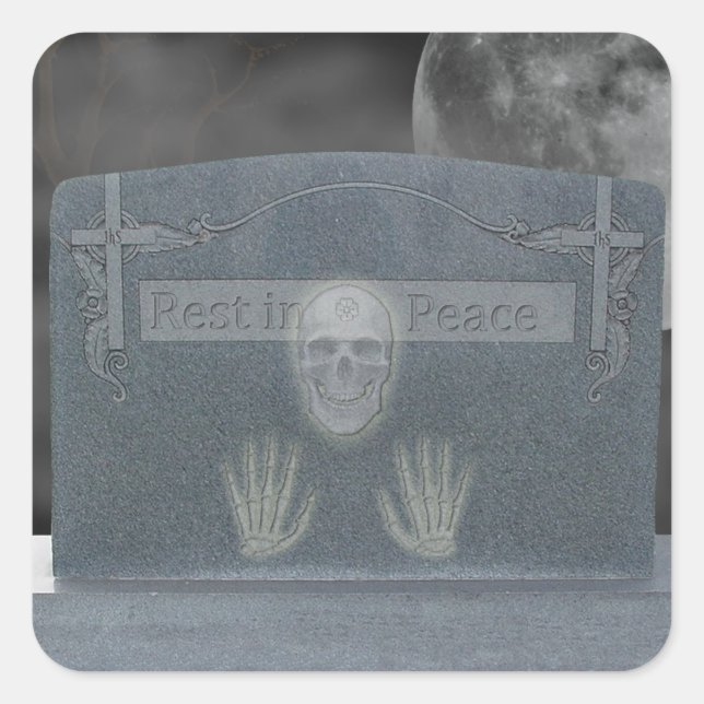 Grav Stone Stickers Fyrkantigt Klistermärke (Framsida)