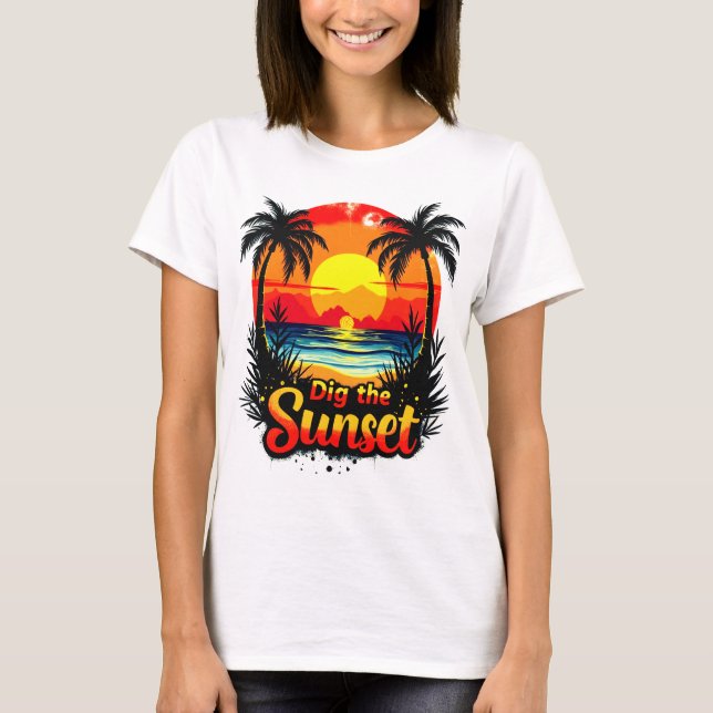 Gräv Sunset Volleyball-garantin - Perfekten för fl T Shirt (Framsida)