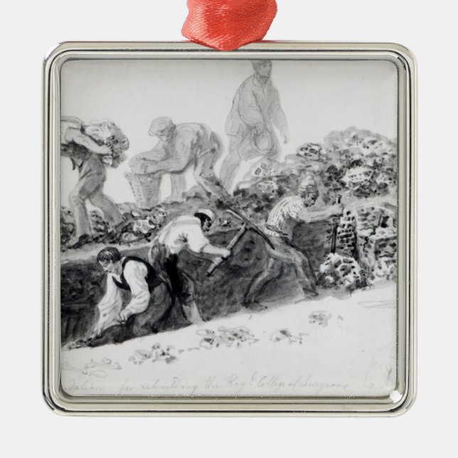 Gräva ett hål för fundamenten julgransprydnad metall (Framsidan)