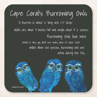 Gräva för konstudd för uggla kust- korall Florida Underlägg Papper Kvadrat