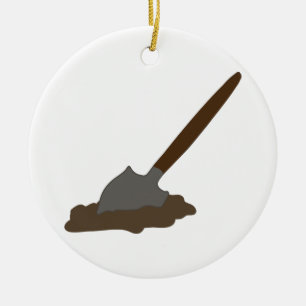 Gräva spade julgransprydnad keramik