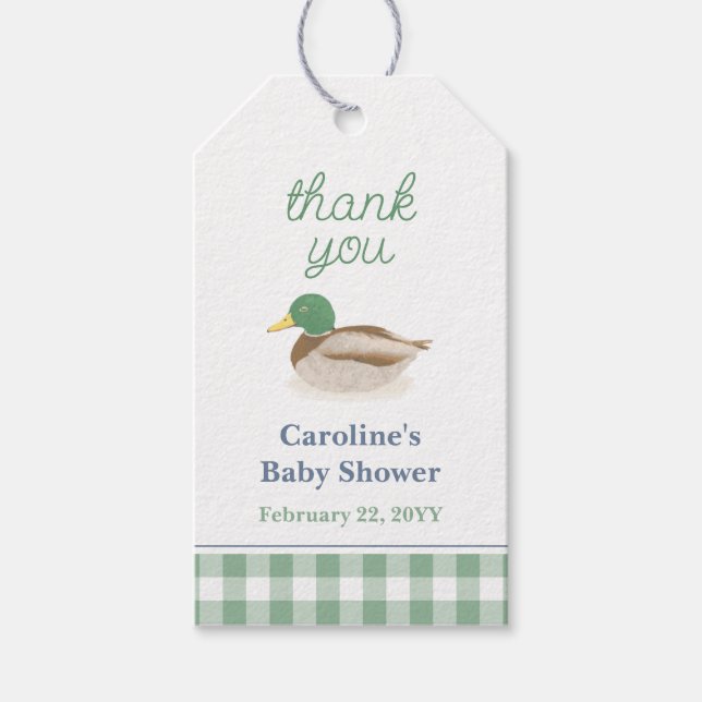 Gravand Mallard-ducks Baby Shower Tacksamhetsprese Presentetikett (Framsidan)