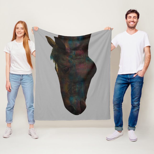 Gravande hästsip: Färgfläckig hästhuvudets konstru Fleecefilt (På plats)