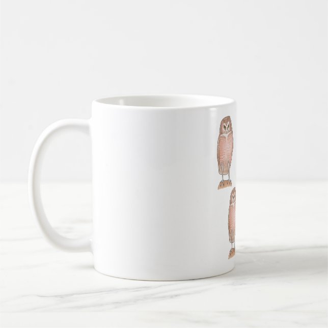 Grävande uggla fågelkonst mönster kaffemugg (Vänster)