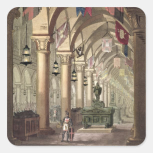 Gravar av riddarna Templar, c.1820-39 (aquatinten) Fyrkantigt Klistermärke