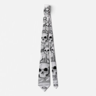 Gravata de caveira / Necktie Skull and gold Slips