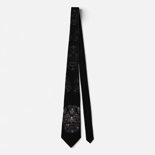 Gravata / Necktie - " diamonds skull" Slips (Framsida)