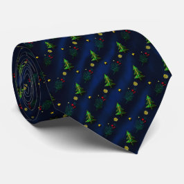 Gravata padronagem natal, azul, verde,dourado slips