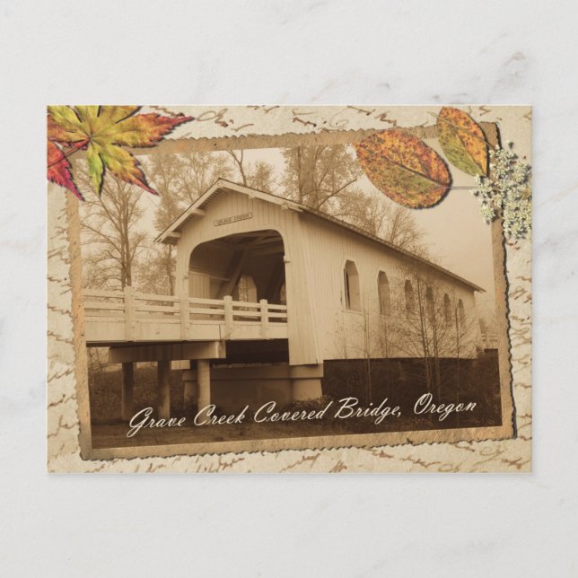 Grave Bäck Covered Bridge, Sunny Valley, ELLER Vykort (Framsida)